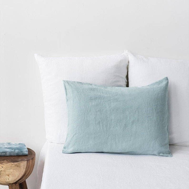 Dusty Blue Linen Pillowcase Queen
