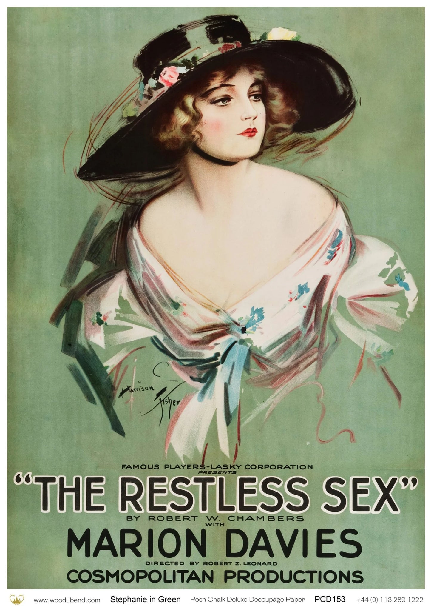 Stephanie in green A3 posh chalk deluxe decoupage