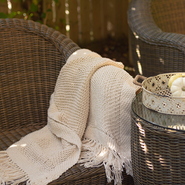 50'' x 65'' Knitted Throw With Tassels