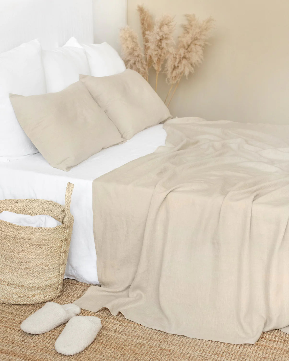 Natural Linen Pillowcase Queen