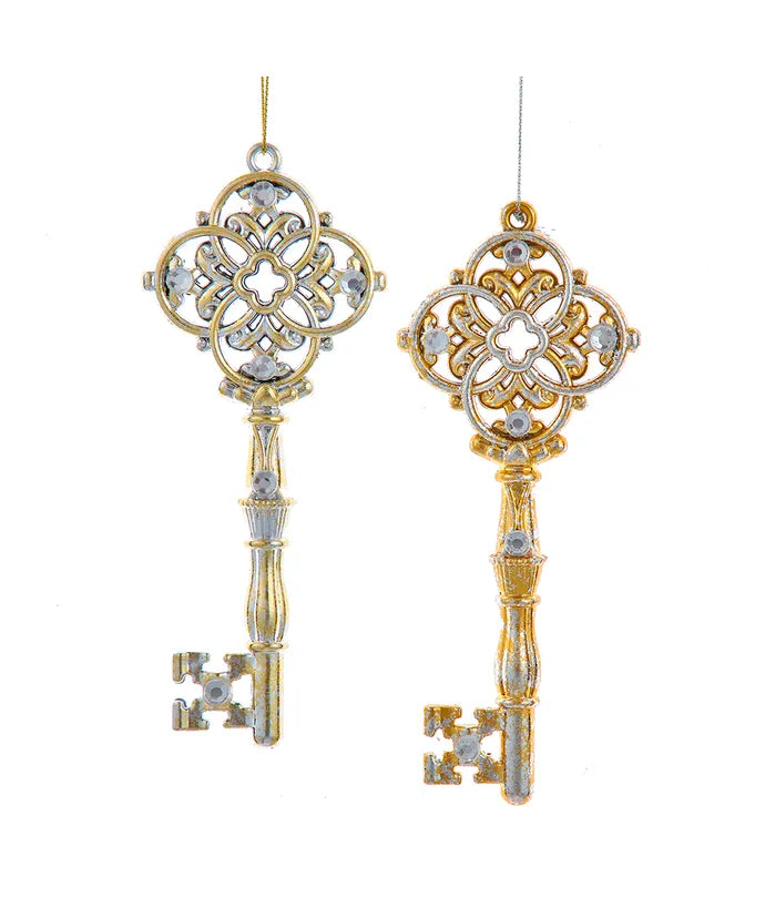 6.5 gold silver key ornament