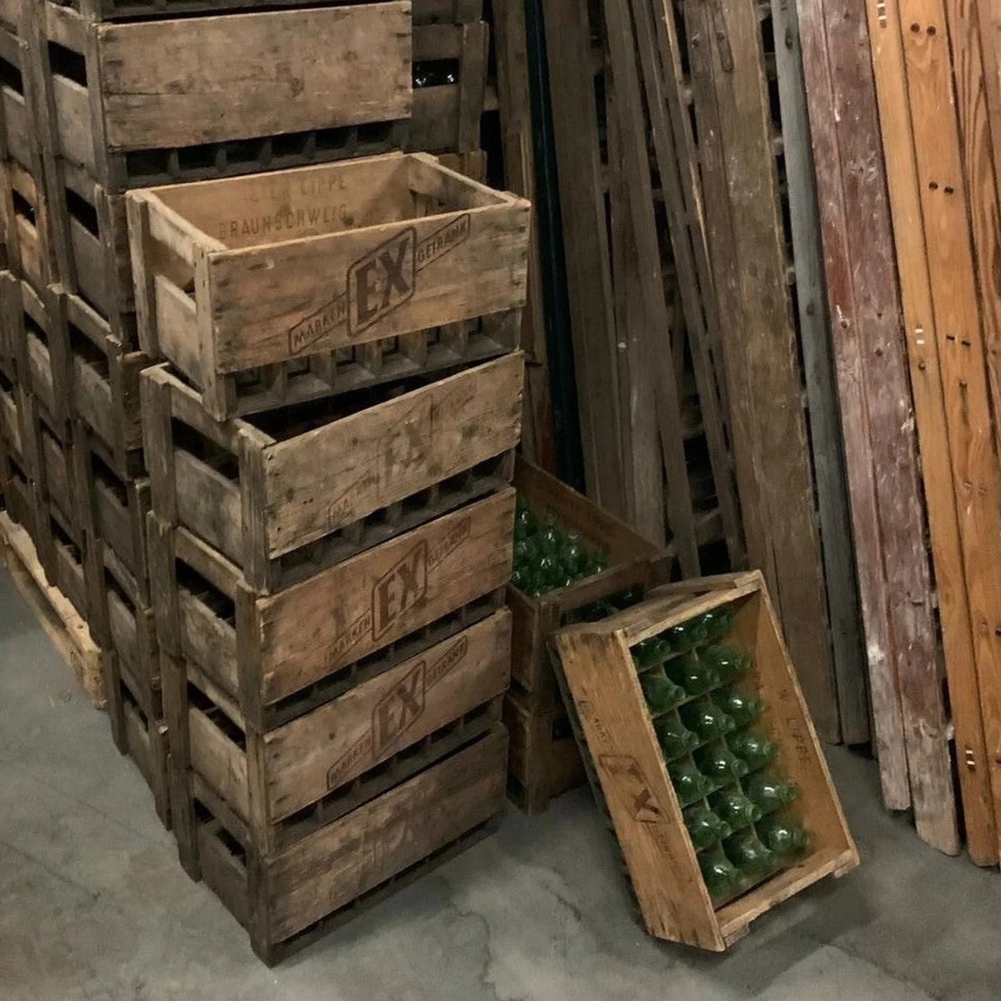 Vintage crate with bottles
