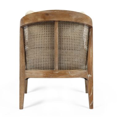 Rattan boucle accent chair