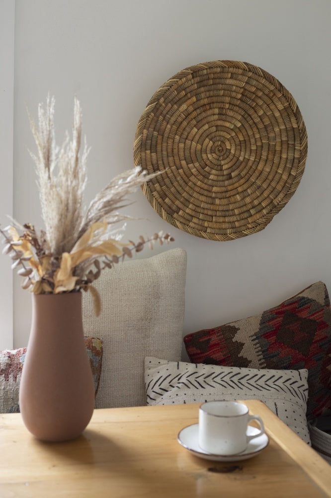 Round coiled grass bowl