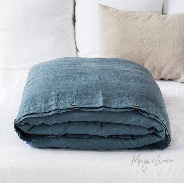 Gray Blue Linen Duvet Cover King