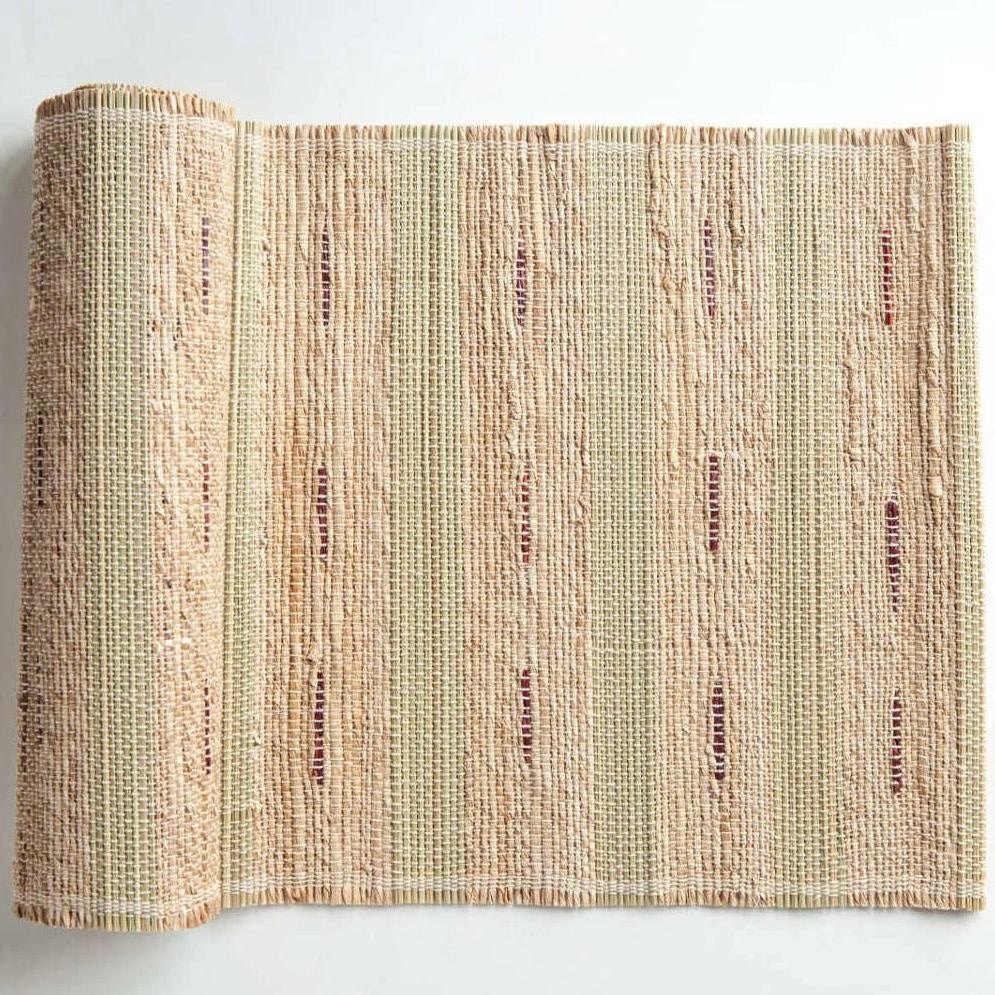 Eclair table runner 13x72" hand woven banana plant & river grass