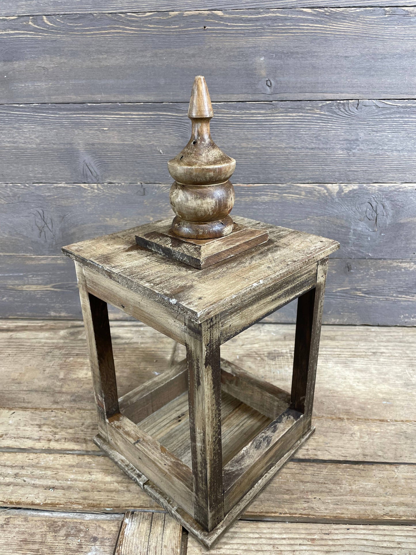 Dunlap Farmhouse Wood Lantern Antiqued White