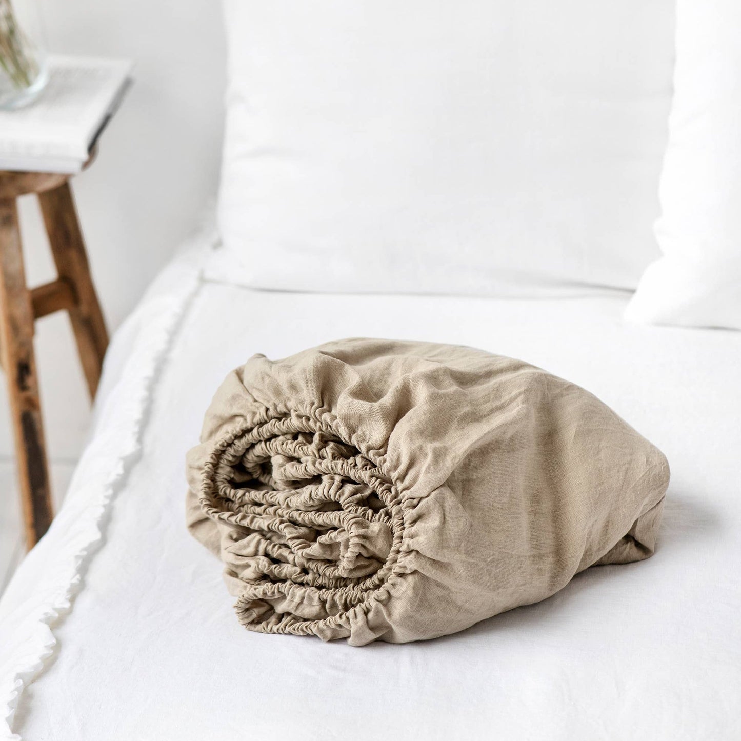 Natural Linen Fitted Sheet Queen (Deep)