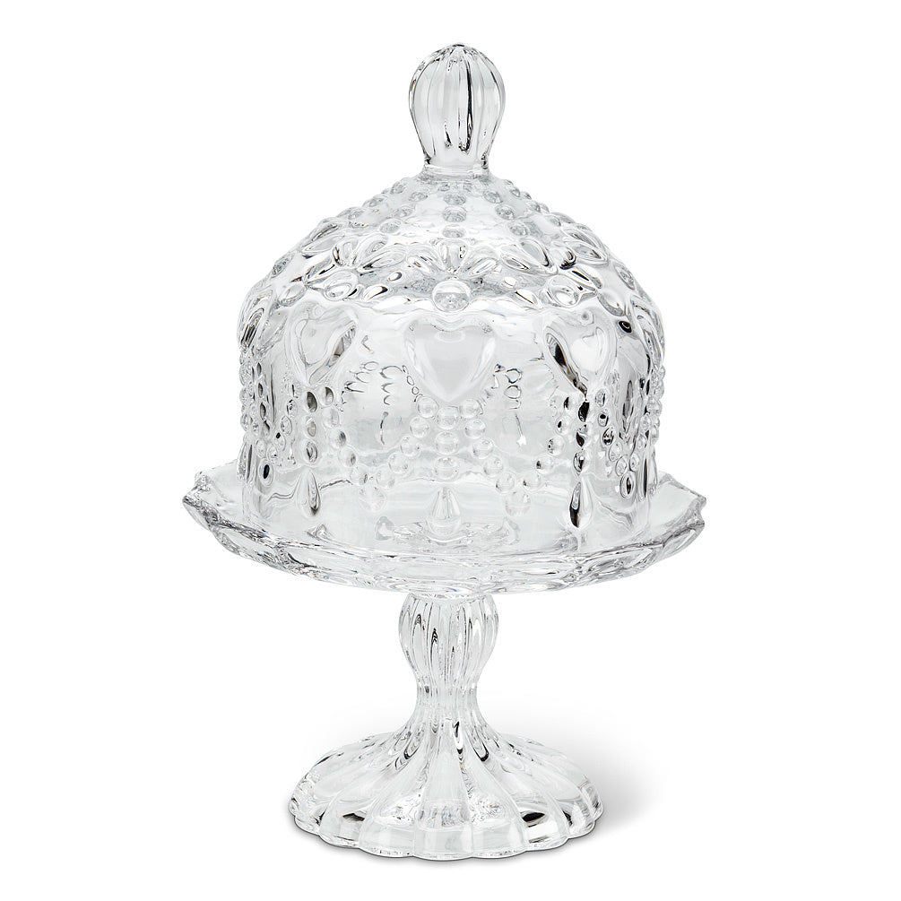 Glass covered pedestal w/hearts