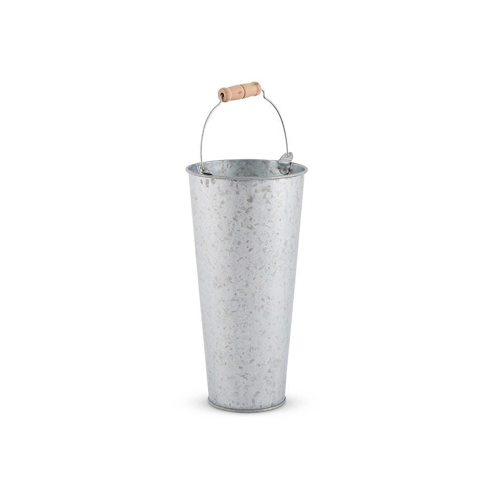 Galvanized flower bucket w handle SM