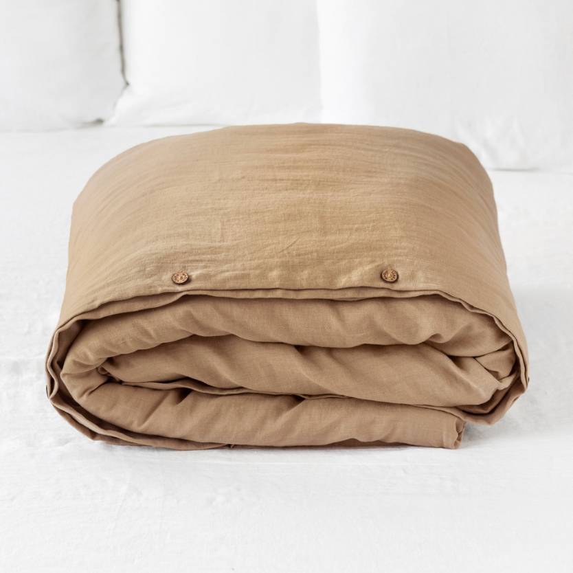 Latte linen duvet cover King