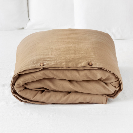 Latte linen duvet cover King