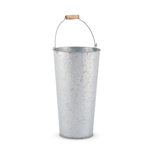 Galvanized flower bucket w handle L