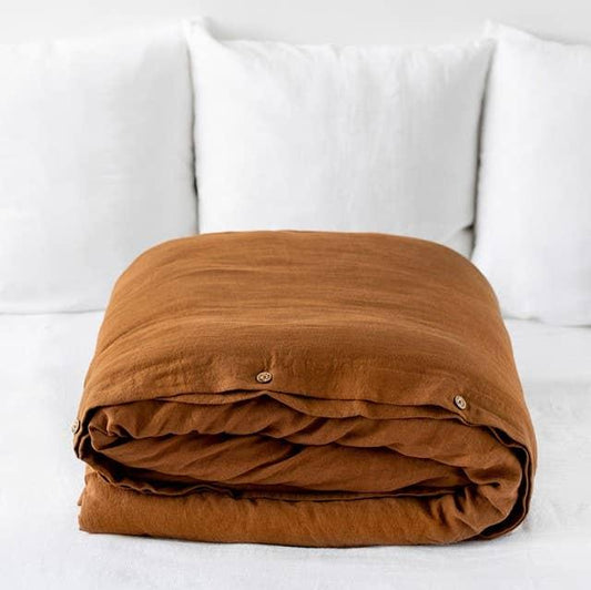 Cinnamon Linen Duvet Cover Queen