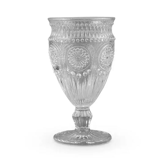 Vintage Style Pressed Glass Wine Goblet Grey