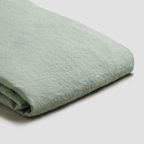 Sage green Linen flat sheet QUEEN