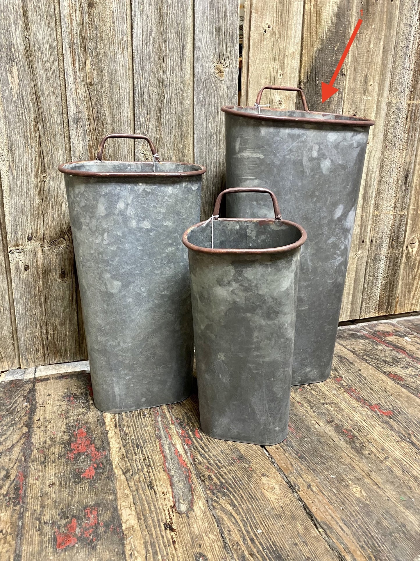 Galvanized wall vases LG