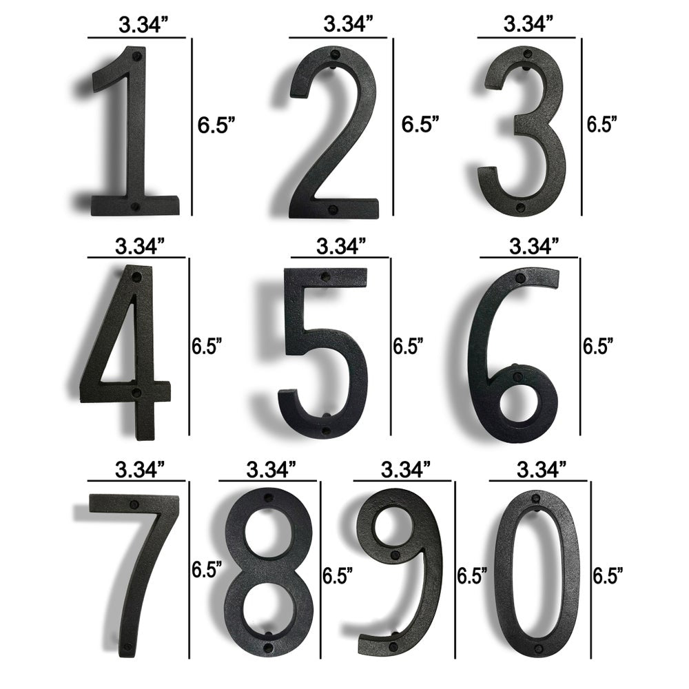 Wrought iron floating house numbers 6.5"