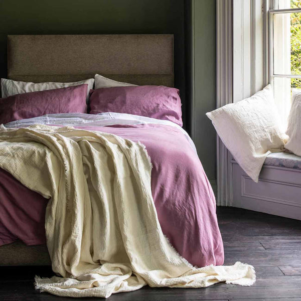 Raspberry Linen duvet cover KING