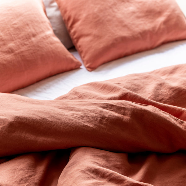 Burnt orange Linen duvet cover KING