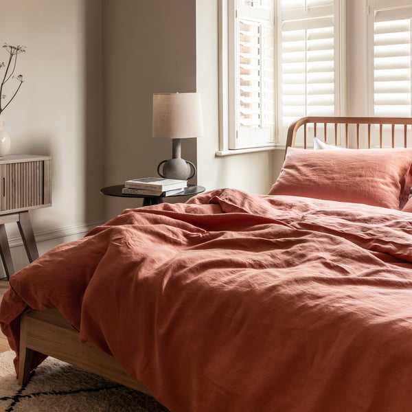 Burnt orange Linen duvet cover KING