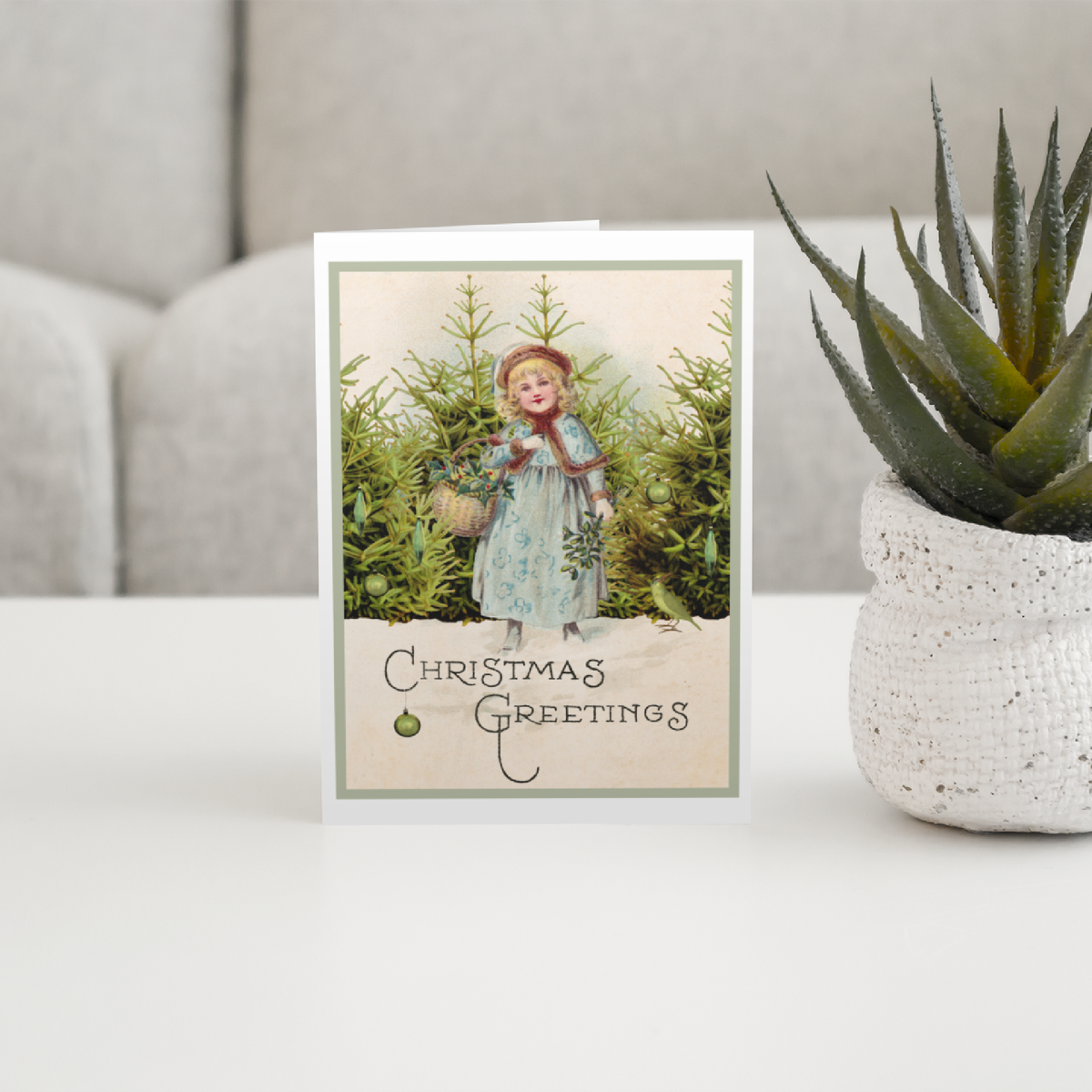 Christmas Card. Vintage Winter Girl.