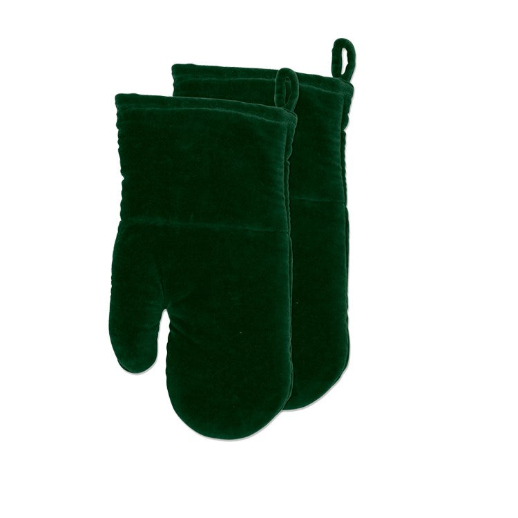 Luxury Velvet Oven Mitt S/2 Forest