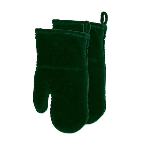 Luxury Velvet Oven Mitt S/2 Forest