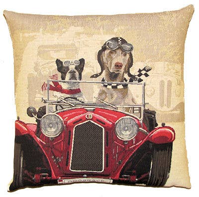 Racing Dogs Red Cushion Cover 18"