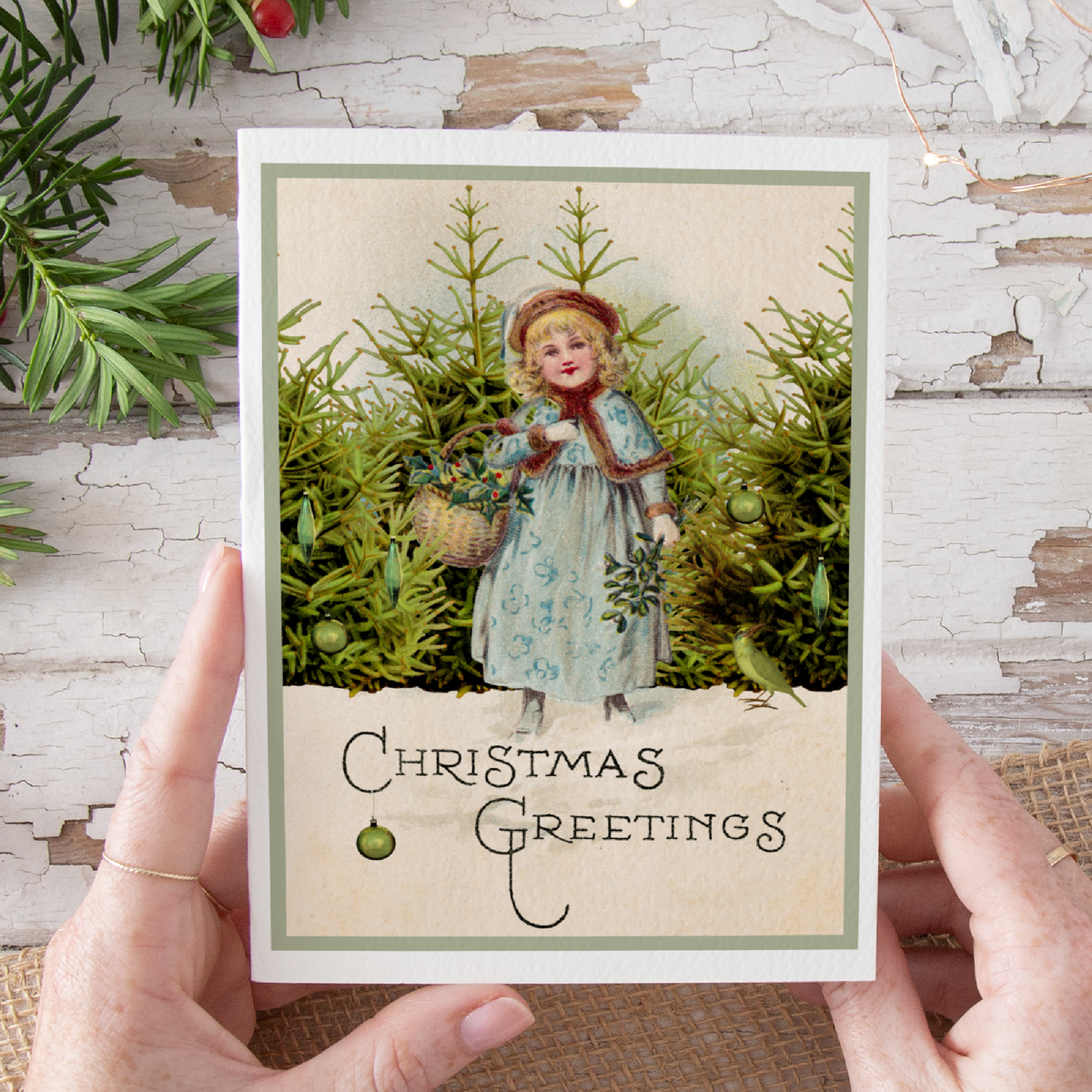 Christmas Card. Vintage Winter Girl.