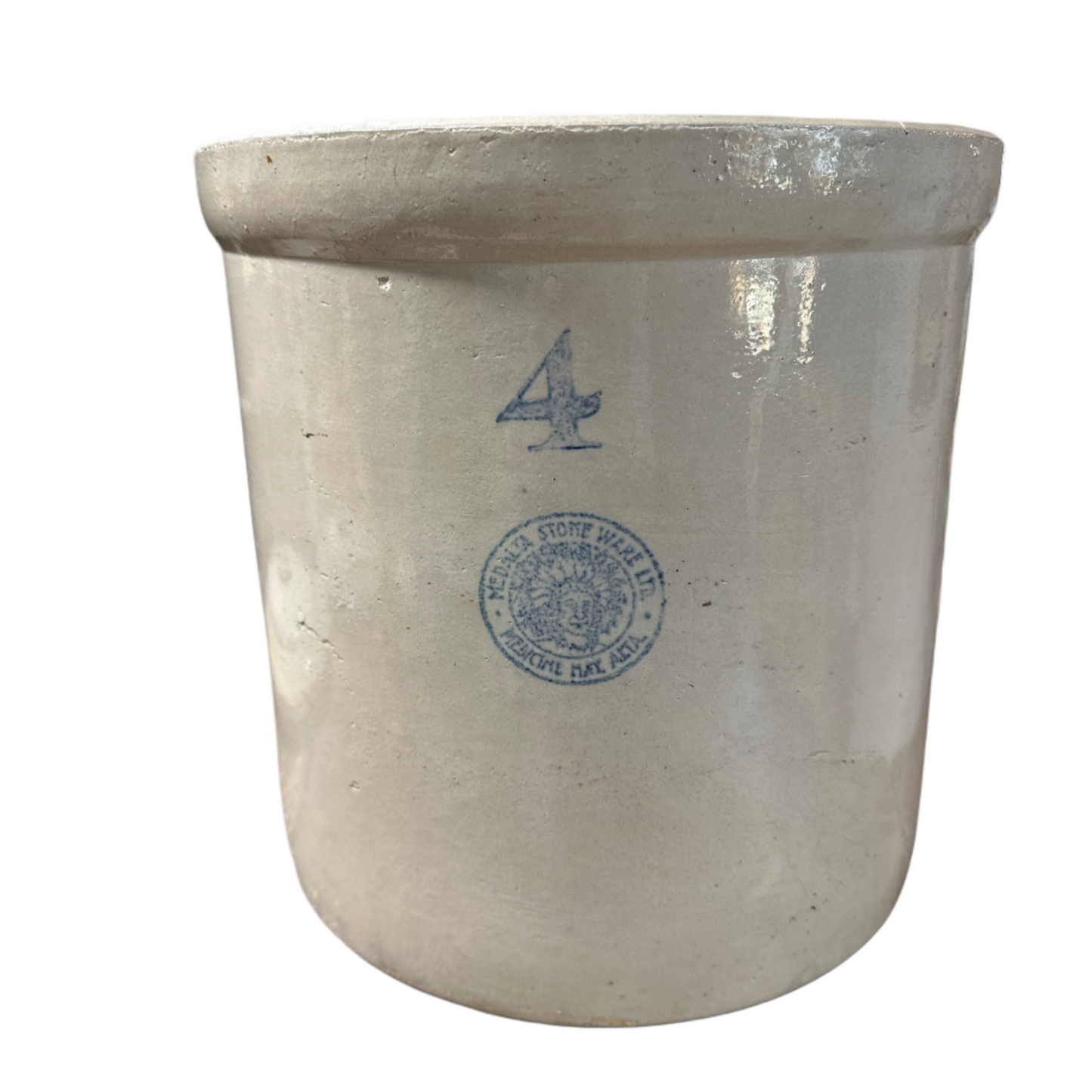 4 gallon Indian Head Medalta Crock