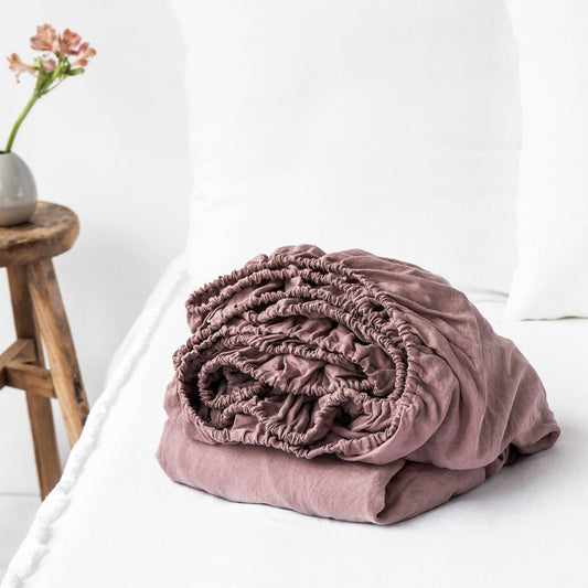 Woodrose Linen Fitted Sheet Queen