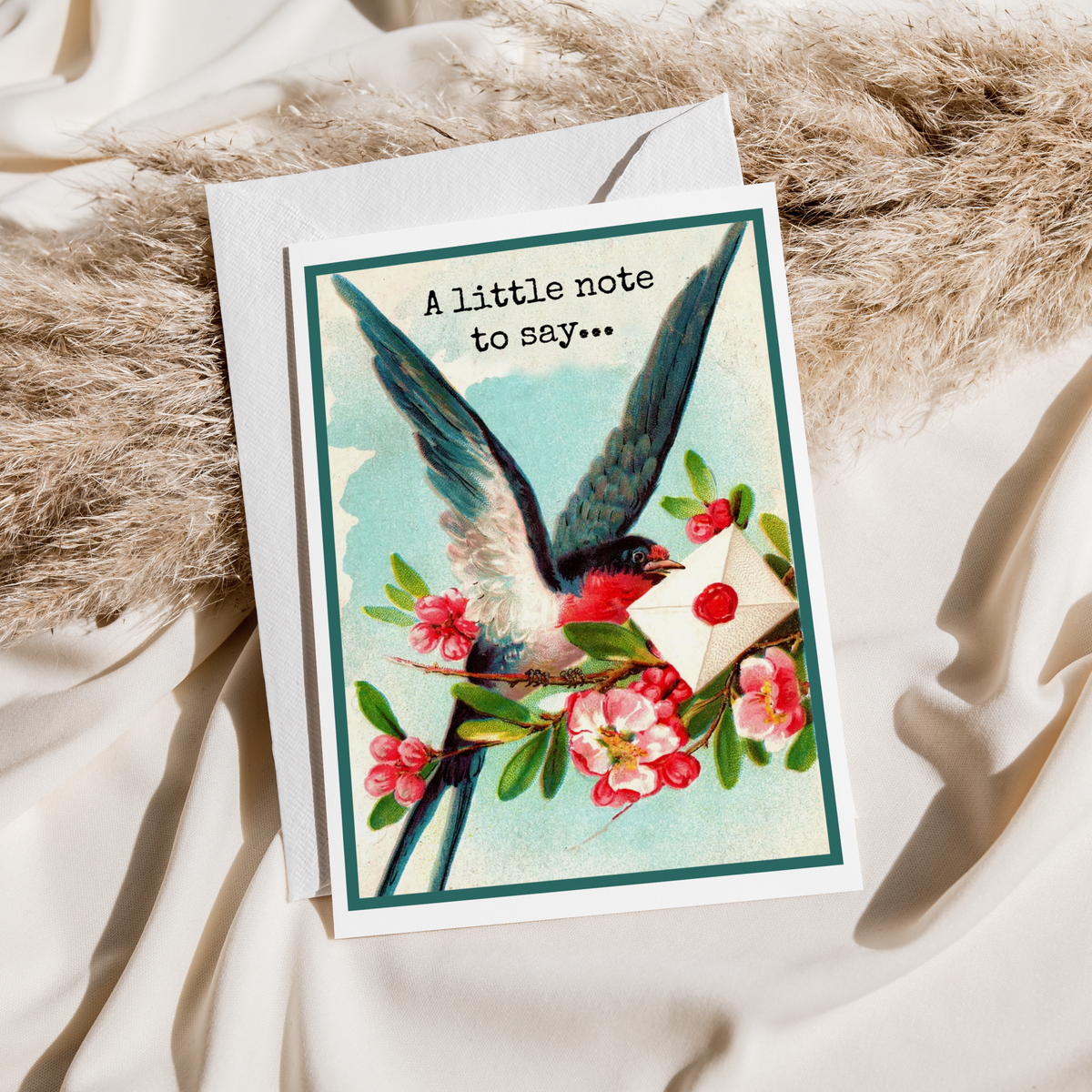 Greeting Card. Vintage Bird. A Little Note To Say...