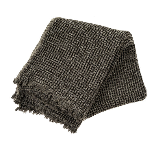 Waffle throw dark grey
