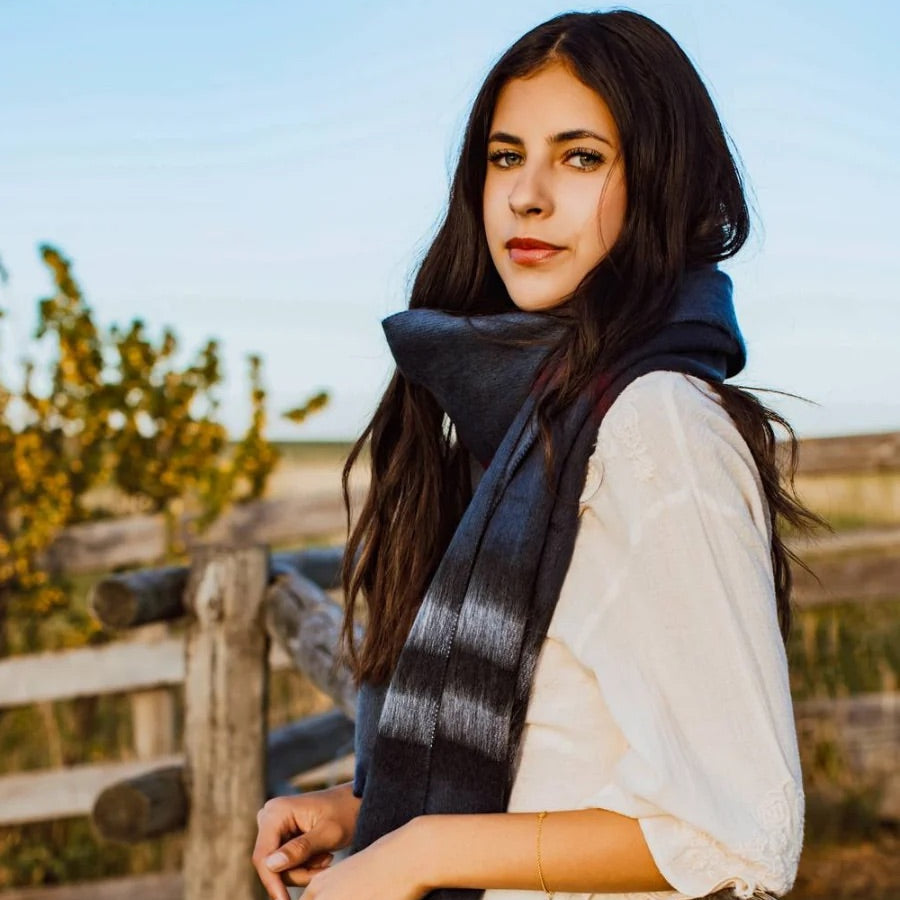 Stone Metro Plaid Alpaca Blanket Scarf