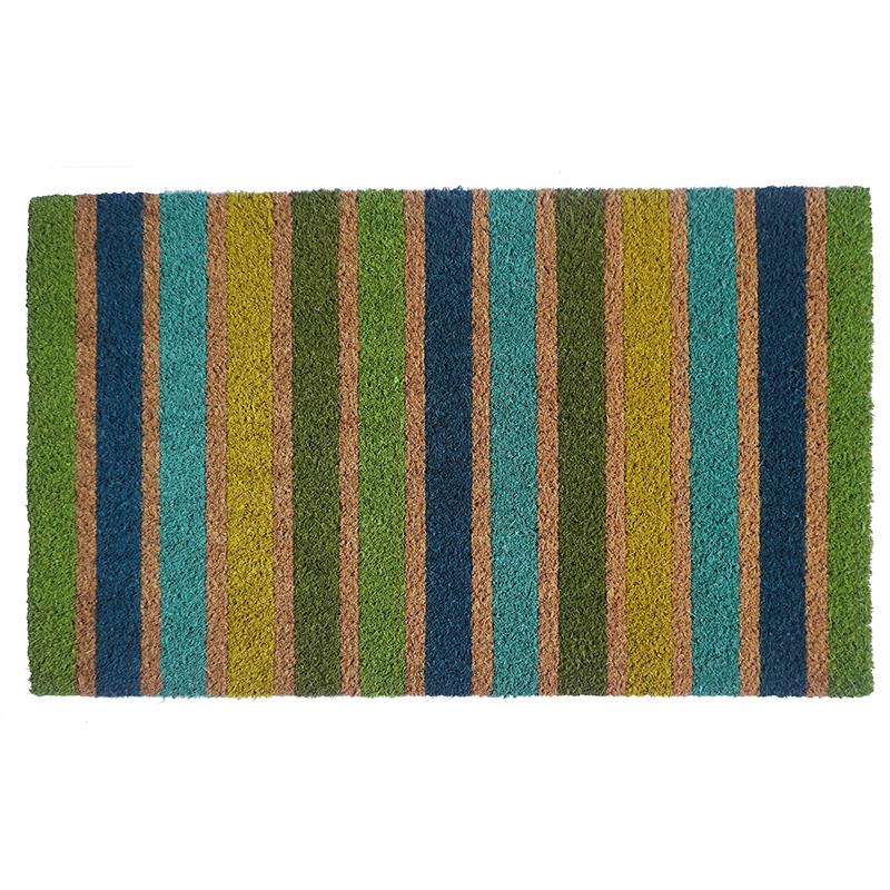 Retro Blue Stripes Doormat