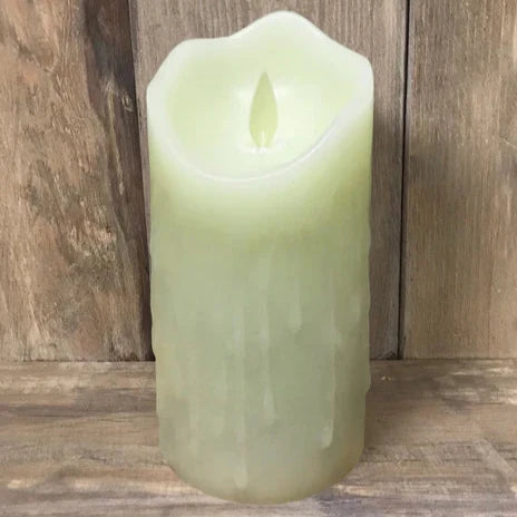 3x7" Ivory Drip Flameless Candle