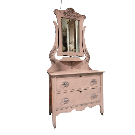 Antique 2-drawer dresser w/mirror