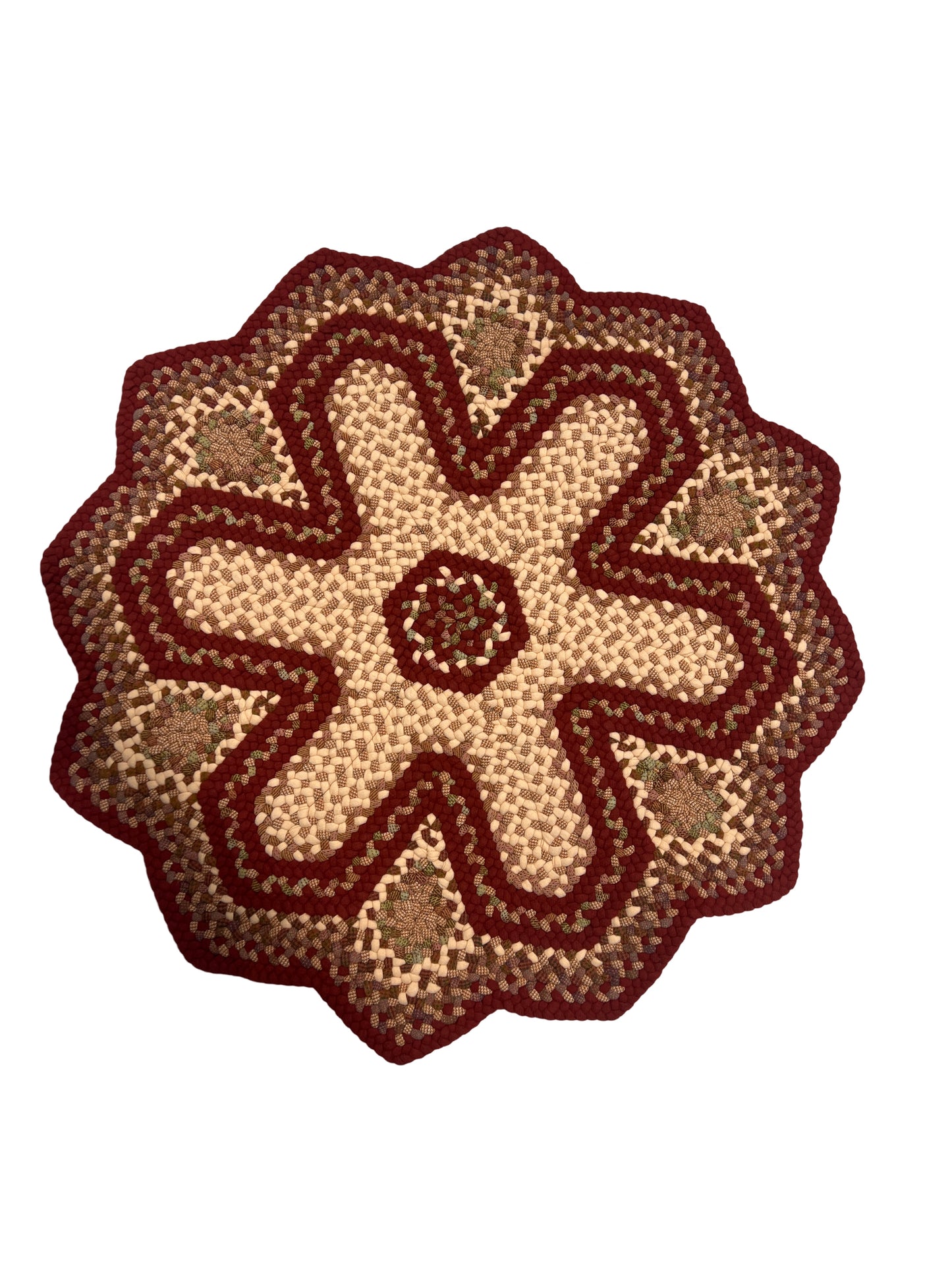 Peach snow star 37" Wool Rug