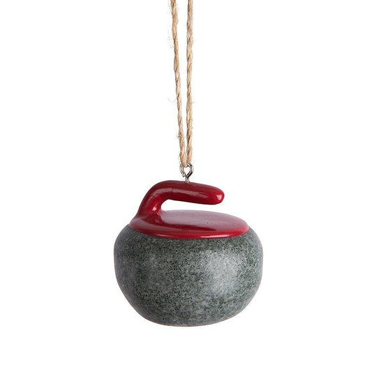 Red Curling Rock Ornament 1.5"