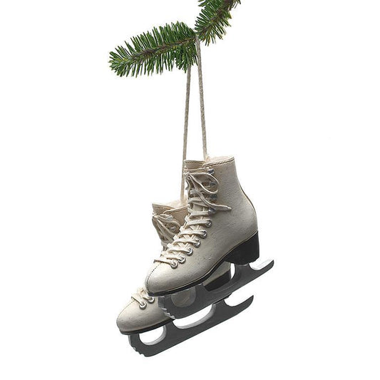 Ivory Hockey Skate Pair Ornament 2.5"H