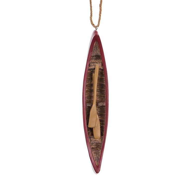 Canoe w/Paddle Ornament 6"L