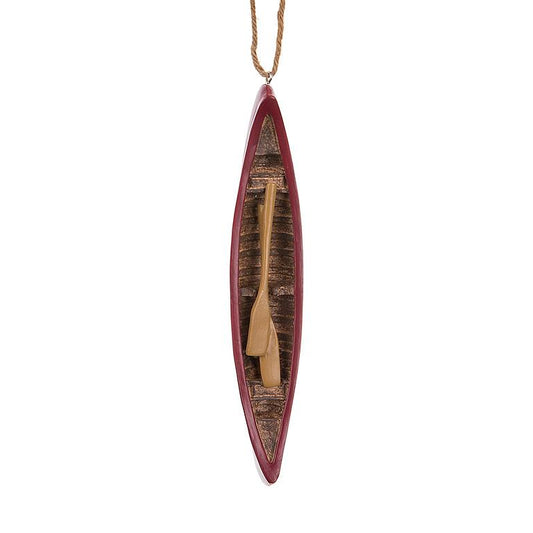 Canoe w/Paddle Ornament 6"L