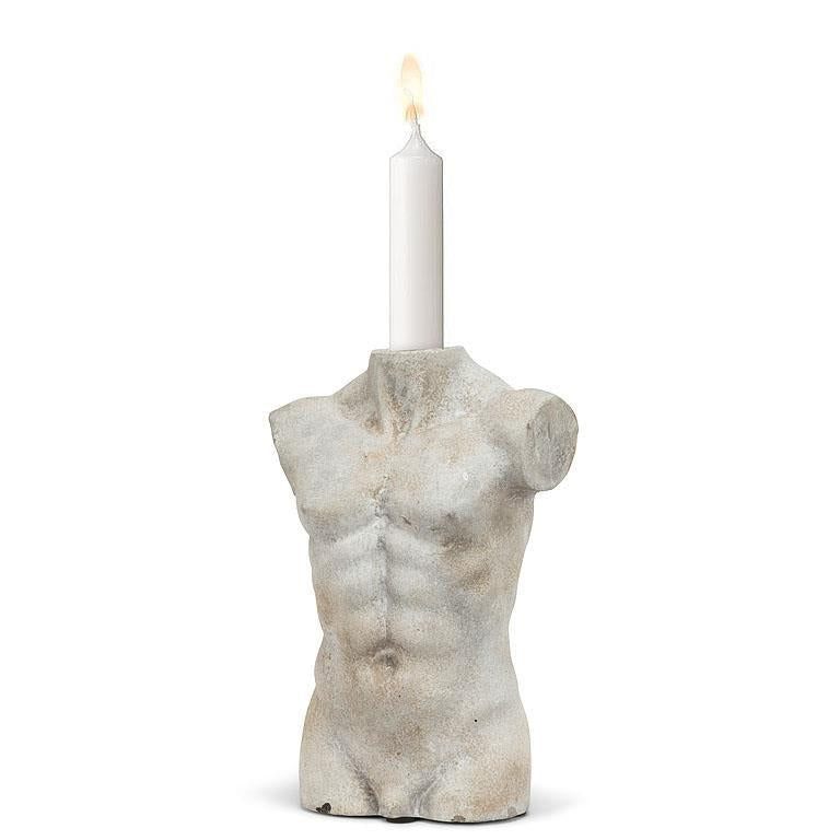 Male Torso Taper Candle Holder 8"H
