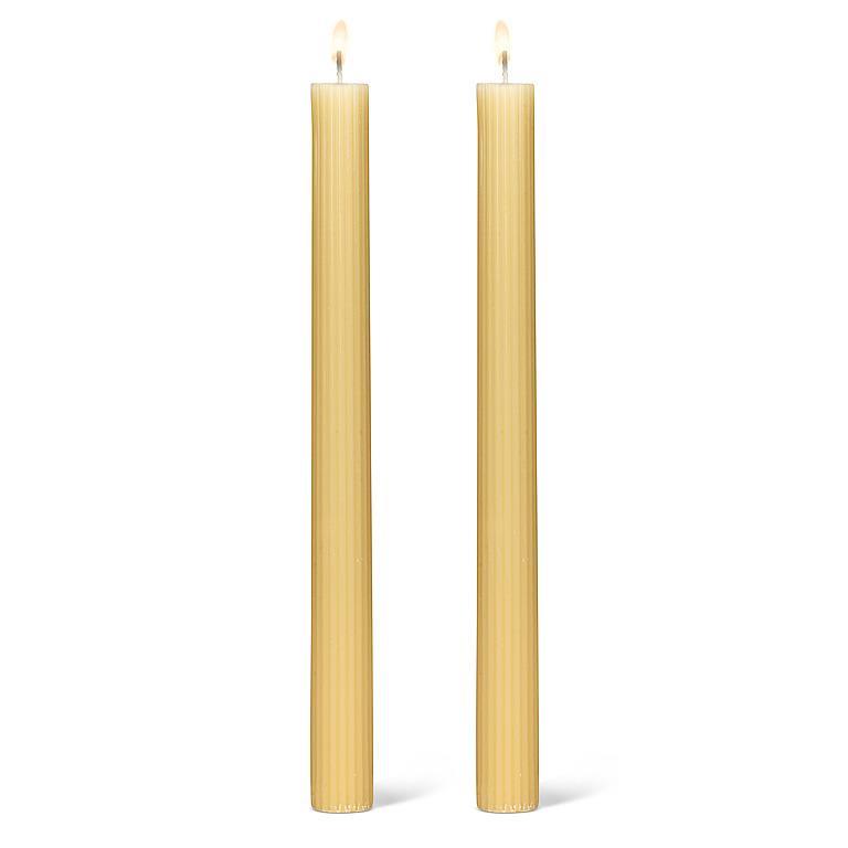 Ridged Taper Candle Yellow