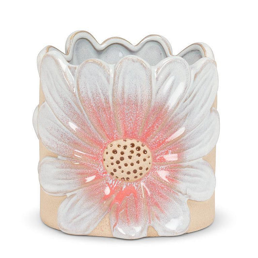 Lg Pink Daisy Planter 6"H