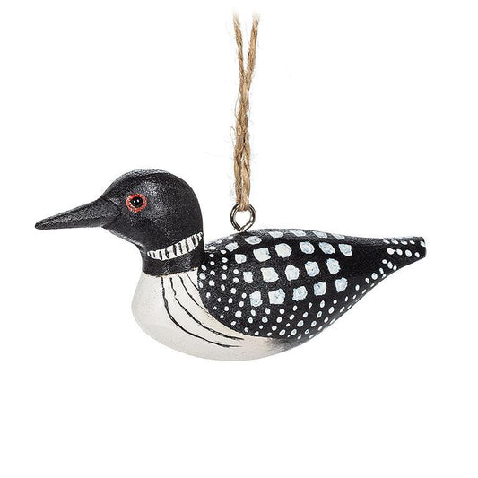 Carved Loon Ornament 4"L