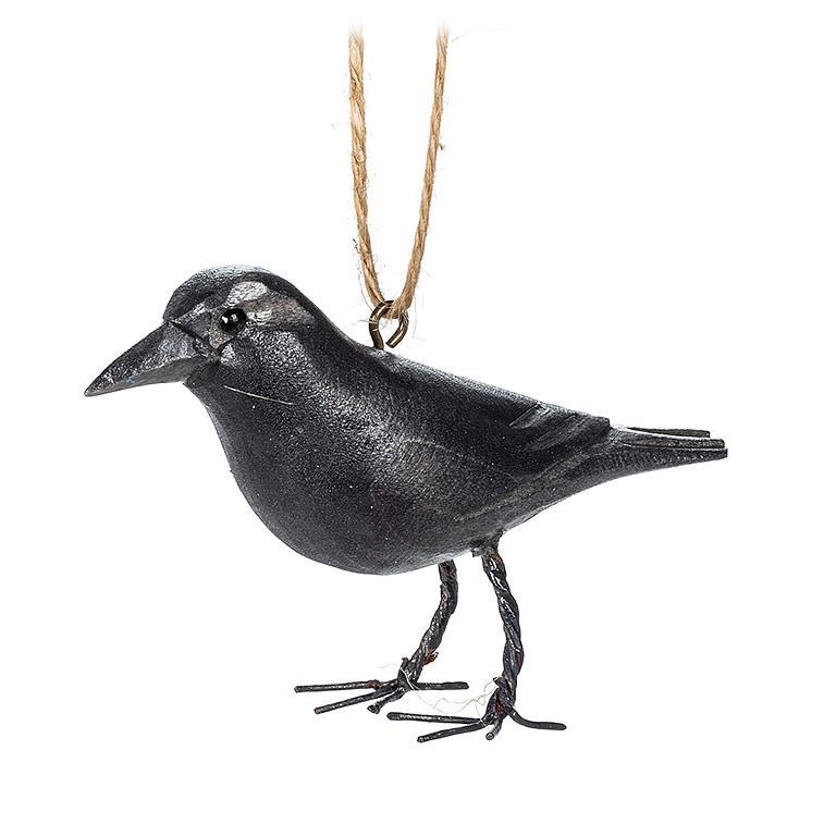 Carved Crow Ornament 3.5"L