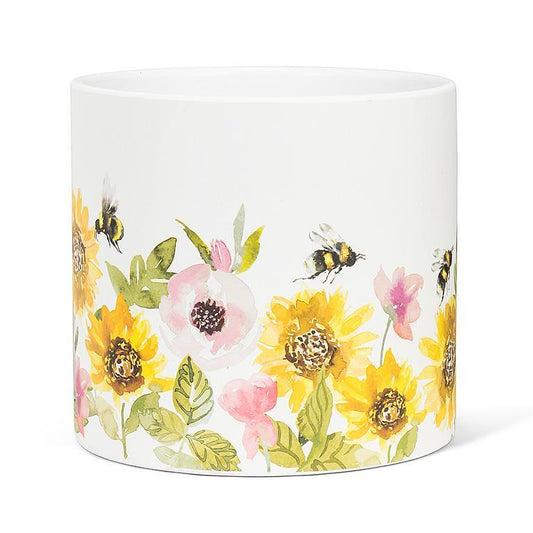 Lg Sunflower & Bees Planter 6.5"H