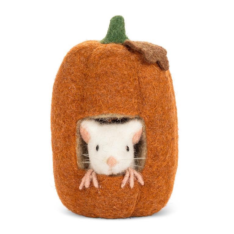 Mouse in tall pumpkin 6.5"